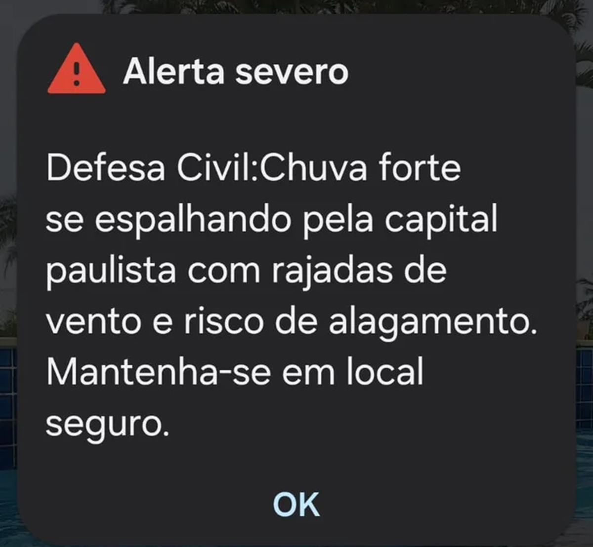 Defesa Civil dispara Alerta de Emergência nos celulares de São Paulo