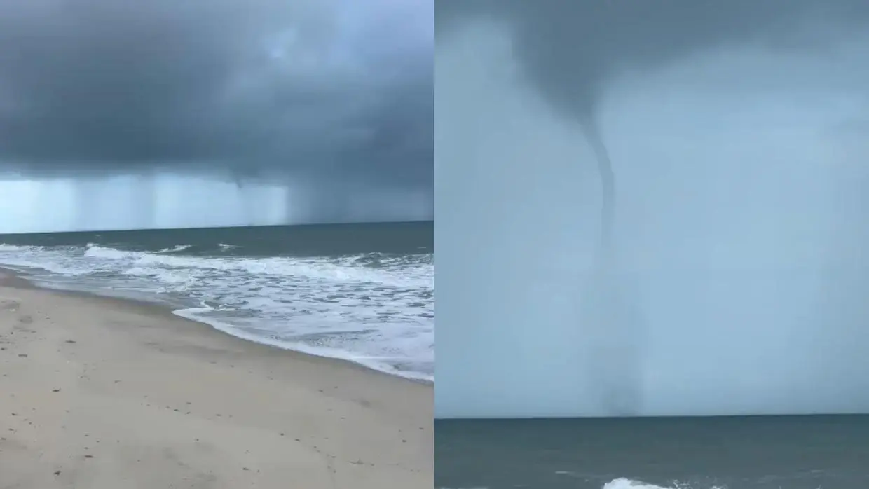 Tromba d’água é registrada na praia de Barra Nova, em Cascavel