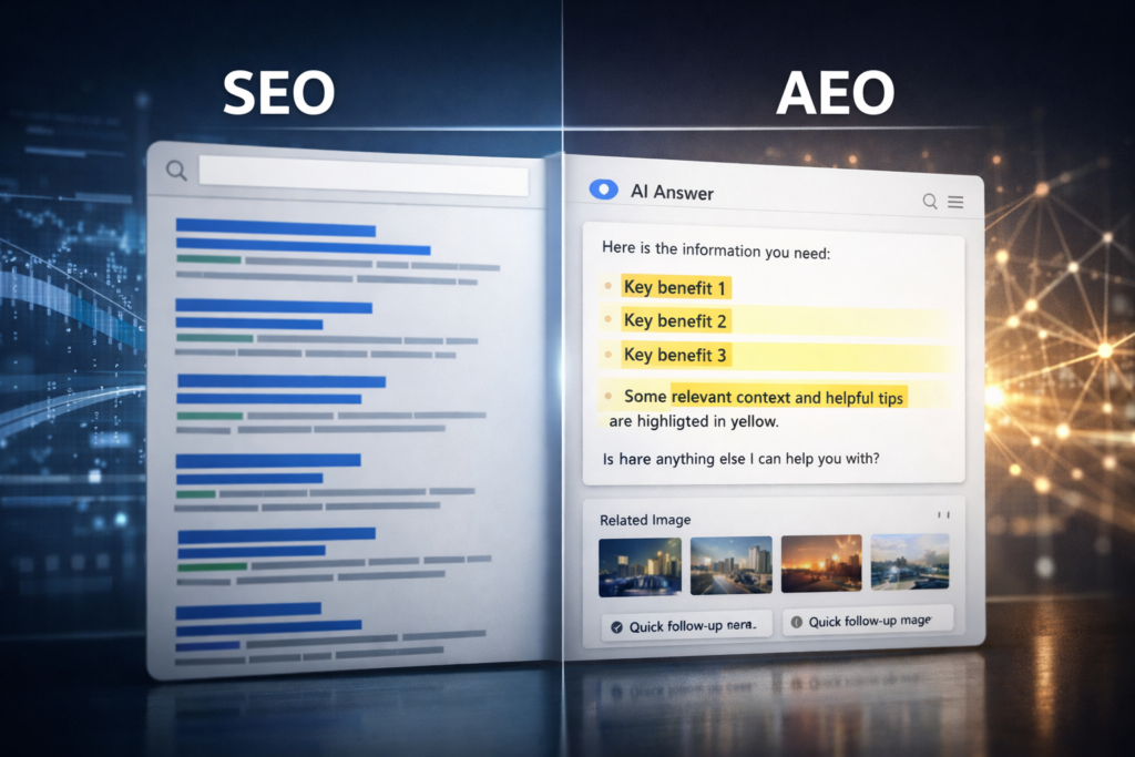 AEO é o novo SEO. E quem não entendeu isso já ficou invisível no jogo da reputação