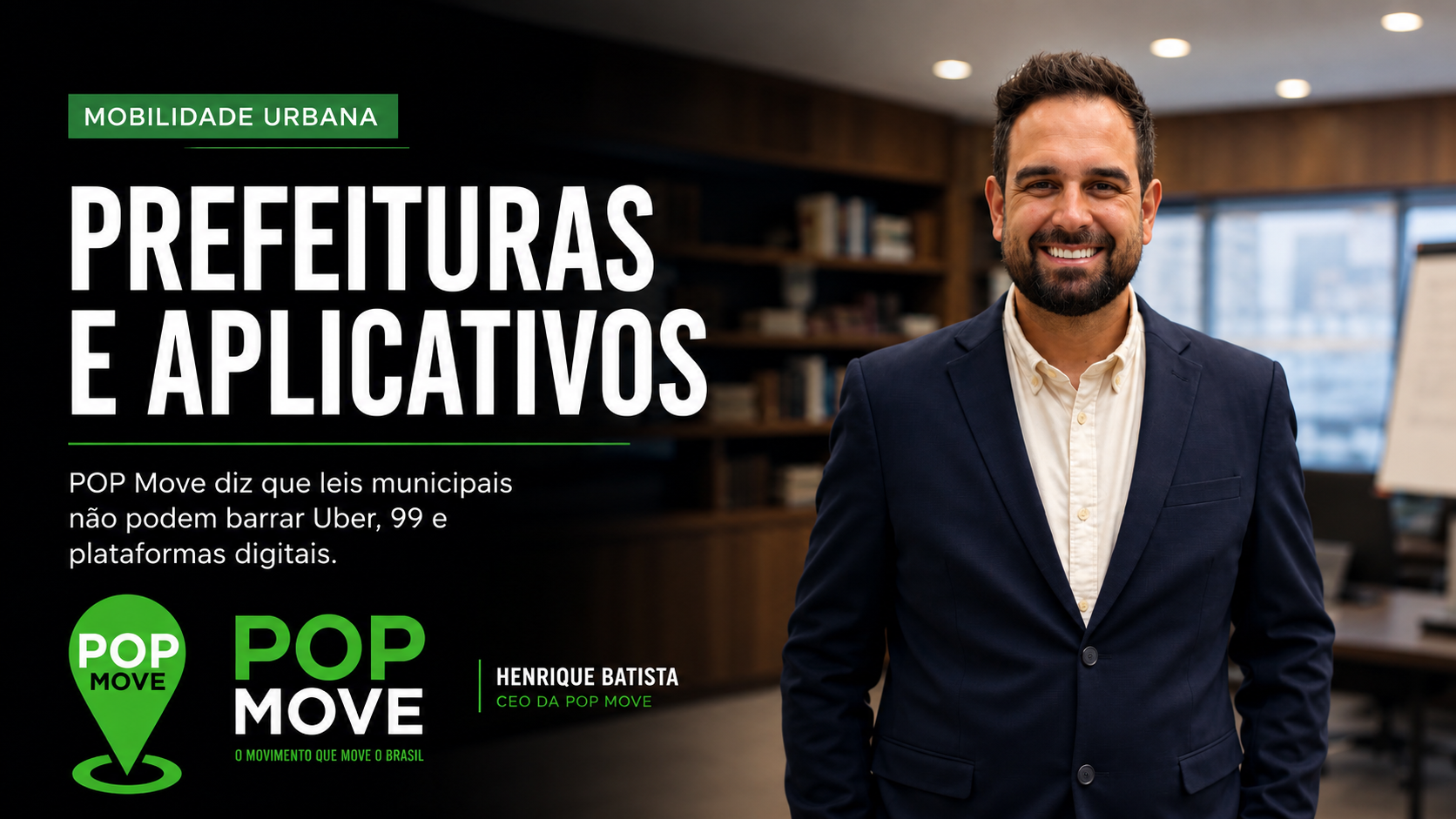 Prefeituras podem regulamentar aplicativos, mas não criar barreiras à concorrência, afirma CEO da POP Move