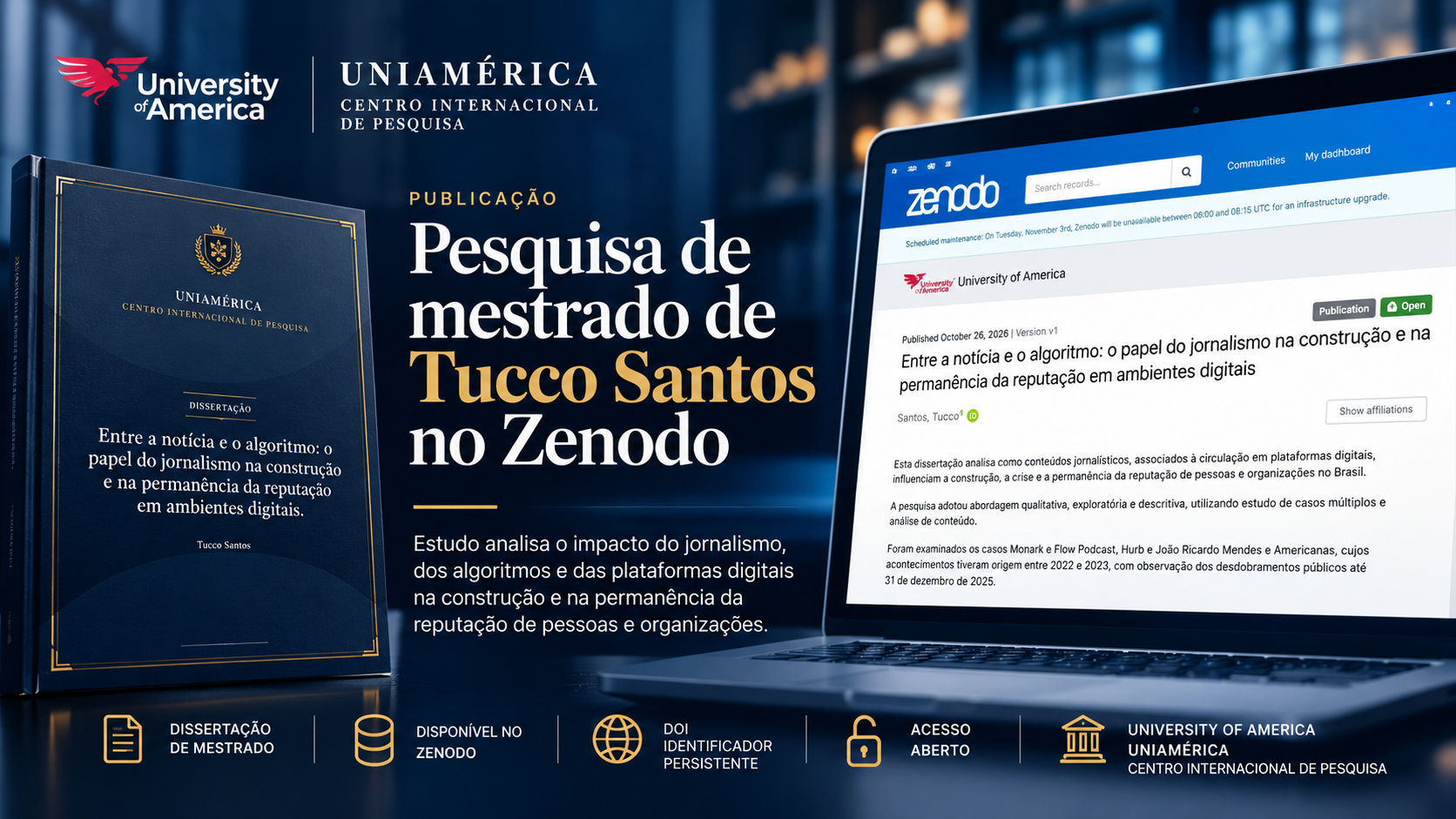 Pesquisa de mestrado na University of America analisa o impacto do jornalismo e dos algoritmos na reputação digital